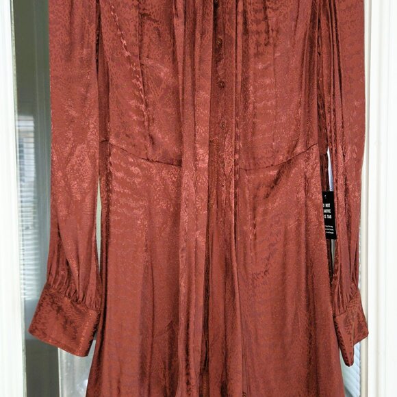 NWT Express Brown Satin Snake Print Dress    Size M - Picture 2 of 4